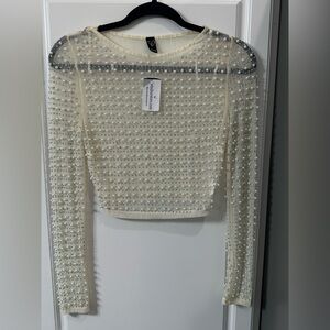 NEW - Windsor Embellished Long Sleeve Cropped Top